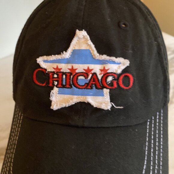 Chicago Embroidered Star Black Adjustable Baseball Cap Novelty - Picture 2 of 7